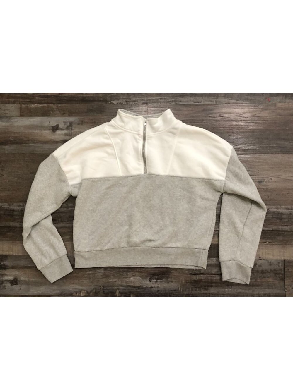 Better Together Womens Large Gray & White 1/4 Zip Sweatshirt Pullover